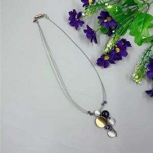 Poly Signed Vintage Silver and Gold Modern Pendant Necklace